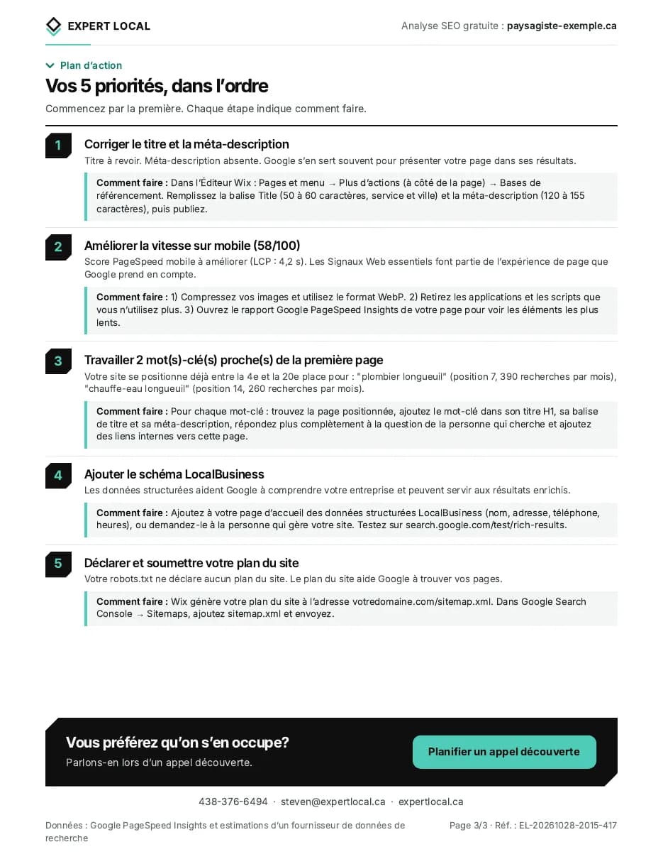 Page 3 of the report, the action plan